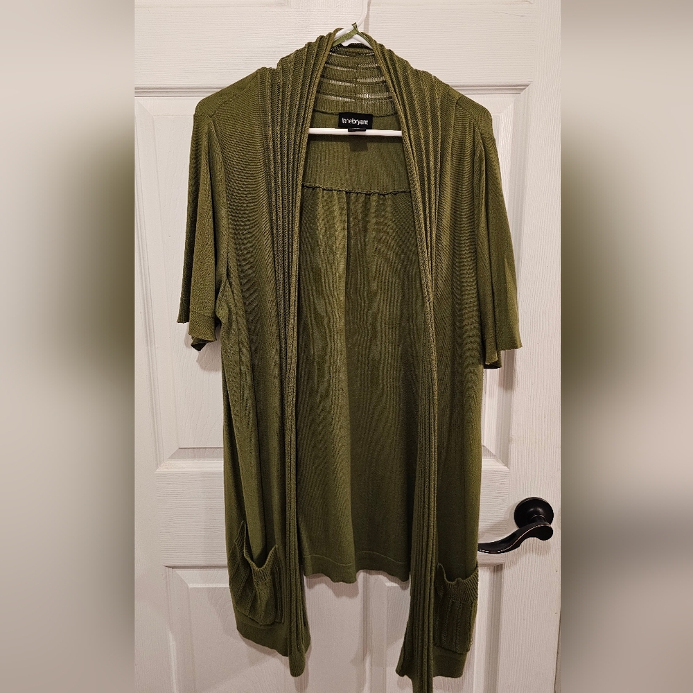 Lane Bryant Olive Thin Cotton Cardigan